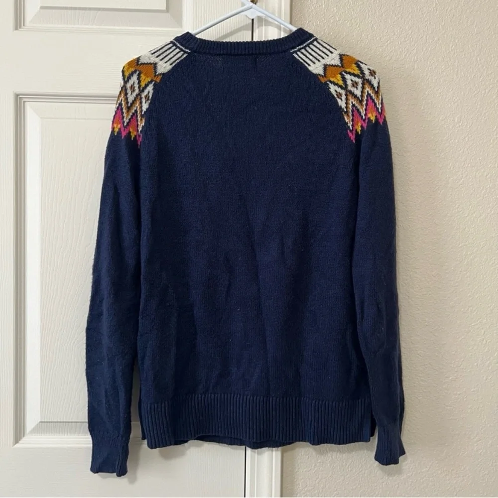 Old Navy Fair Isle Knit Sweater | Navy Multicolor Pattern | Size Small Tall